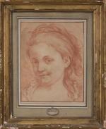 ECOLE FRANCAISE du XVIIIème siècle, "Portrait de jeune fille au...