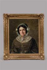 ECOLE FRANCAISE du XIXème siècle. "Portrait de femme". Toile. 64...