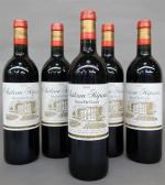 Bordeaux rouge. Cinq bouteilles Château Ripeau 1990, Saint-Émilion Grand cru...