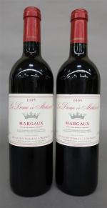 Bordeaux rouge. Deux bouteilles La Dame de Malescot Margaux 1995