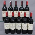 Bordeaux rouge. Lot dépareillé comprenant : Sept bouteille Château Haut...
