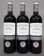 Bordeaux rouge. Trois bouteilles Les Hauts de Massonne du Château...