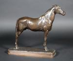FREMIET Emmanuel (1824-1910) : Cheval au repos. Bronze patiné signé,...