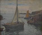 Henri CALLOT (1875-1956)
L'Ile d'Yeu, voiliers entrant au port de La...