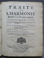 Musique - RAMEAU (Jean-Philippe). Traité de l'harmonie, réduite à ses...