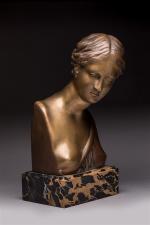 " Buste de femme d'après l'antique ". Sujet en bronze...