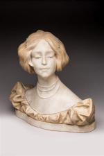 Galileo. " Femme à la collerette ". Buste en marbre...