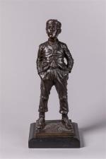 Halfdan Hertzberg (1857-1890). " Le siffleur ". Sujet en bronze...