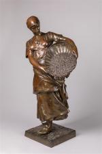 Antonin Larroux (1859-1937). " La vendangeuse ". Sujet en bronze...