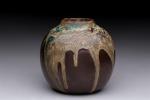 Jean Pointu (1843-1925). Vase de forme boule en grès brun...
