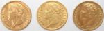 Premier Empire (1804-1814). 20 Francs or tête laurée. 3 monnaies...
