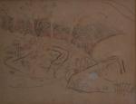 Paul SÉRUSIER (1864-1927)
Le ramassage des foins
Fusain et crayon de couleur
Cachet...