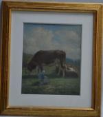 Wilhem WINTZ (1823-1899)
La gardienne de vaches
Pastel signé en bas à...