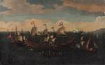Attribué à Adam WILLAERTS (1577 - 1664). Bataille navale. Toile...