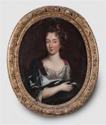 ECOLE FRANCAISE du XVIIIème siècle. Portrait de femme. Sur sa...