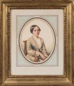 ECOLE LYONNAISE du XIXème siècle. Portraits de dame. Deux gouaches...