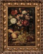François Vernay (1821-1896) attribué à. " Roses et fruits "....