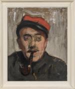 Jacques LAPLACE (1890-1955). " Le militaire fumant sa pipe "....