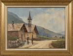 Charles LUDIN (1867-1949). " Village en Savoie (Avrieux), 1924 "....