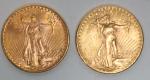 Deux pièces de 20 dollars en or Saint-Gaudens 1924 /...