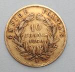 Pièce de 10 francs en or Napoléon III tête nue...