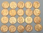 Vingt pièces de 20 francs or Génie 1896 (x2) /...