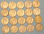 Vingt pièces de 20 francs or au Coq - 1907...