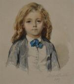 ECOLE FRANCAISE du XIXème
Portrait de jeune garçon, 1857.
Dessin aquarellé signé...