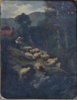 ECOLE DE BARBIZON
La bergère et ses moutons
Huile sur toile
37 x...