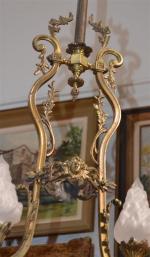 SUSPENSION en bronze et verre à sept lumières
Fin XIXème -...