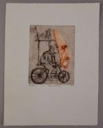 Mordecaï MOREH (1937)
La bicyclette
Pointe sèche
Signée titrée et numérotée 11/25
15,5 x...