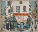 Pierre MONTHEILLET (1923-2011). « Café du Soleil à Saint-Georges ». Huile...