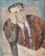 Pierre MONTHEILLET (1923-2011). « Autoportrait assoupi ». Huile sur isorel, Signée et...
