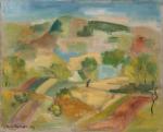 Pierre MONTHEILLET (1923-2011). « Paysage aux arbres ». Huile sur toile,...