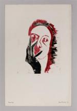 Pierre MONTHEILLET (1923-2011). « Portrait de femme ». Monotype à l'encre,...