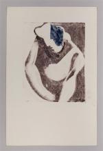 Pierre MONTHEILLET (1923-2011). « Portrait de femme ». Monotype à l'encre...