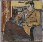 Pierre MONTHEILLET (1923-2011). « Portrait d'homme dans son fauteuil ». Huile sur...
