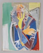 Pierre MONTHEILLET (1923-2011). « Portrait de femme ». Gouache sur papier....