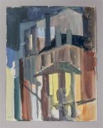 Pierre MONTHEILLET (1923-2011). « Maison aux cheminées ». Gouache sur papier,...