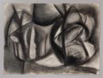 Pierre MONTHEILLET (1923-2011). « Paysage abstrait ». Fusain et pastel sec sur...