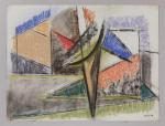 Pierre MONTHEILLET (1923-2011). « Paysage abstrait ». Pastel sec et pastel gras...