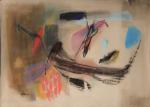 Pierre MONTHEILLET (1923-2011). « Abstraction ». Pastel sur papier beige, Signé et...