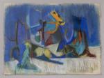 Pierre MONTHEILLET (1923-2011). « Paysage abstrait ». Pastel sur papier, non...