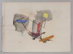 Pierre MONTHEILLET (1923-2011). « Abstraction ». Aquarelle et pastel sur papier, non...
