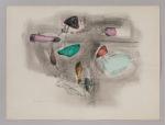 Pierre MONTHEILLET (1923-2011). « Abstraction ». Encre et fusain sur papier,...