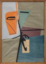 Pierre MONTHEILLET (1923-2011). « Composition ». Collage de papiers découpés, non signé....