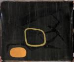 Pierre MONTHEILLET (1923-2011). « Abstraction ». Huile sur toile sans châssis, Signée...