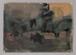 Pierre MONTHEILLET (1923-2011). « Abstraction ». Gouache et pastel sec sur papier,...