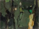 Pierre MONTHEILLET (1923-2011). « Paysage abstrait, circa 1952 ». Huile sur toile,...