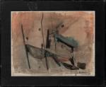 Pierre MONTHEILLET (1923-2011). « Paysage abstrait ». Gouache et aquarelle sur papier,...